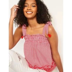 Old Navy Smocked Tie-Shoulder Printed Sleeveless Top